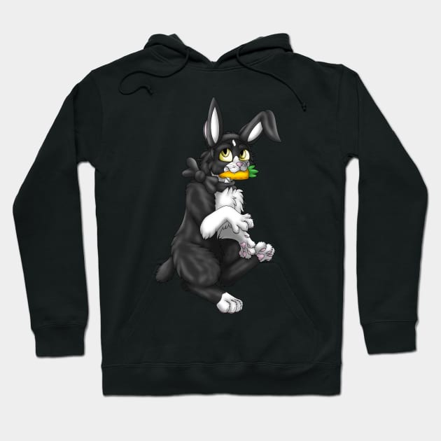 Bobtail BunnyCat: Tuxedo Bicolor (Black) Hoodie by spyroid101